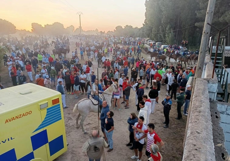 Instantes previos a la suelta del cuarto encierro de Cuéllar.