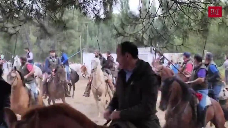 Los caballistas logran que se encierren los cinco toros que salieron de los corrales en Cuéllar