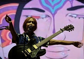 La cantante malagueña Anni B Sweet, durante un momento de su actuación en las fiestas de Valladolid.