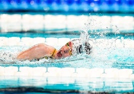 Marta Fernández, durante la prueba de los 100 libres S3.