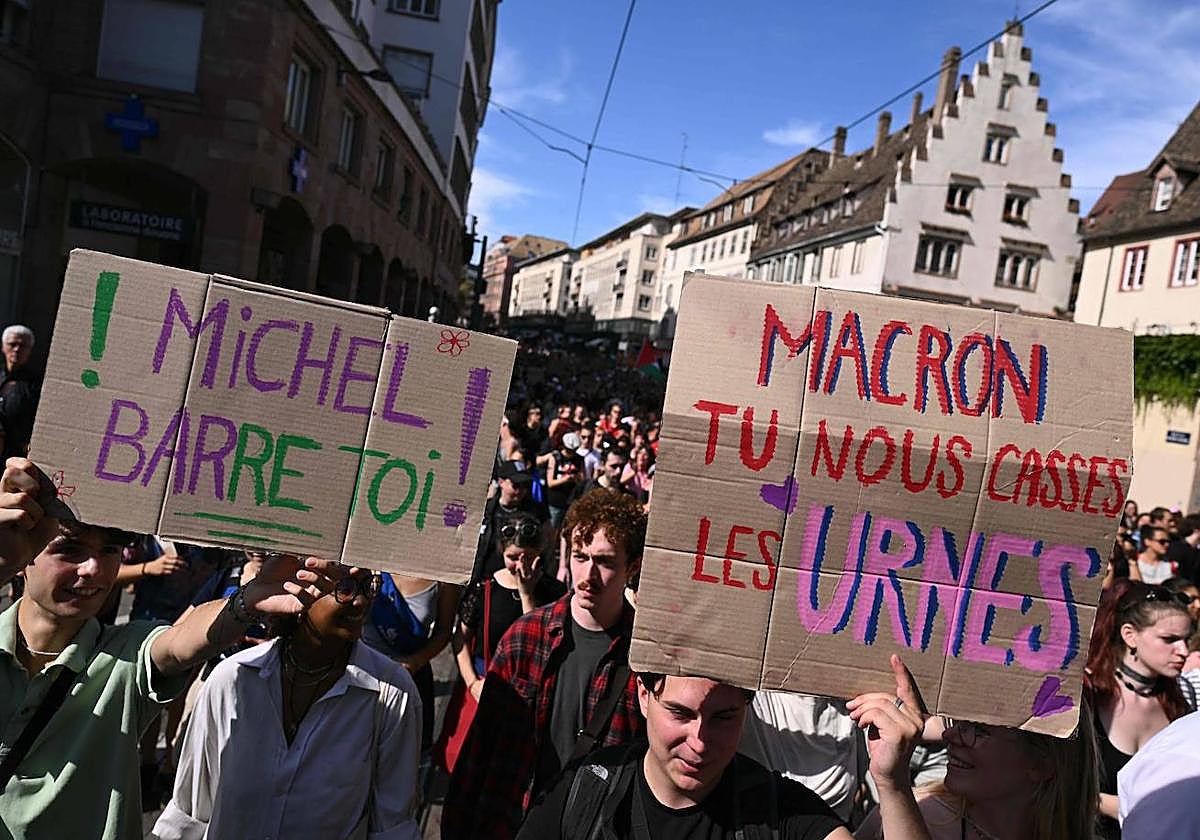 Protesta contra Macron en Estrasburgo.
