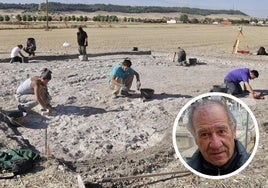 Excavación arqueológica en el yacimiento de Las Calaveras de Renedo. En detalle, el arqueólogo Julio del Olmo.