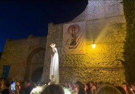 La imagen peregrina de la Virgen de Fátima, en procesión por las calles de Olmedo.