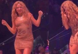 Shakira, momentos antes de bajarse de la tarima de la discoteca.