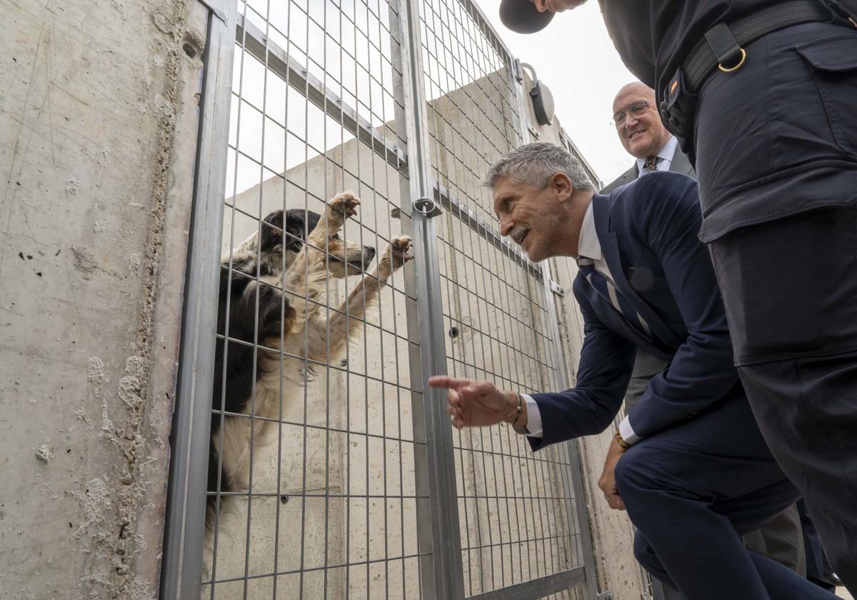 El ministro del Interior, Fernando Grande-Marlaska, este viernes en la inauguración de la nueva sede de la Unidad de Guías Caninos de la Jefatura Superior de Policía de Castilla y León.