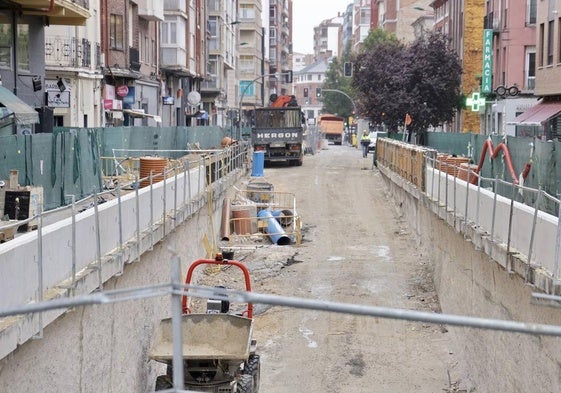 Obras en la calle Labradores de Valladolid