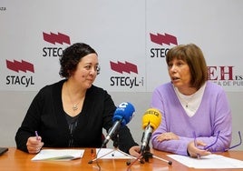 La responsable de Acción Sindical de Stecyl-i, Teresa Vicente, y la protavoz del sindicato, Christina Fulconis.