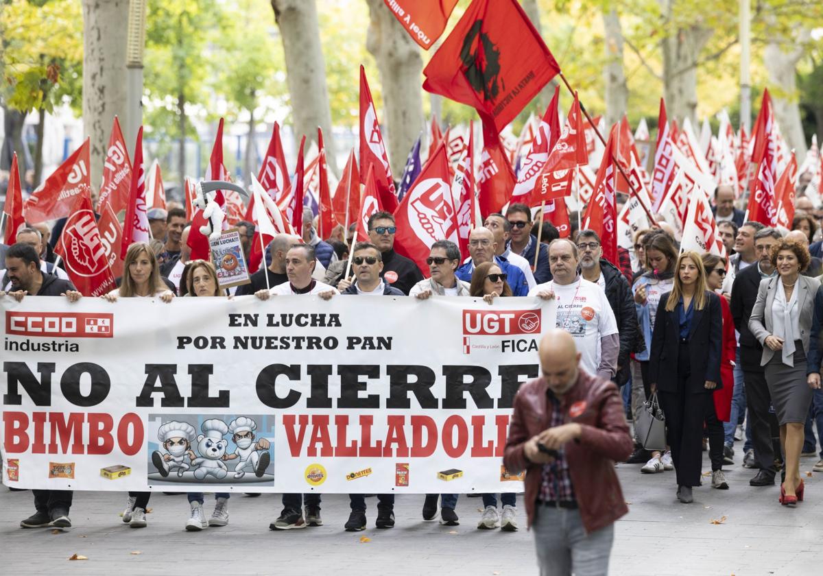 Manifestación contra el cierre de Bimbo, el pasado sábado en Valladolid.