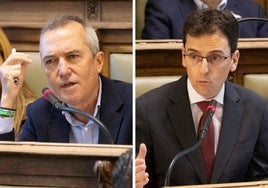 El concejal de Urbanismo, Ignacio Zarandona, y el portavoz del PSOE, Pedro Herrero, durante el debate en el pleno.