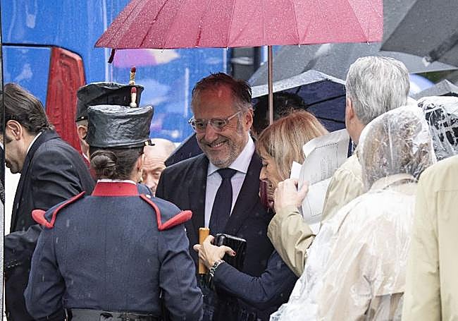 El presidente de las Cortes de Castilla y León, Carlos Pollán, este sábado en Madrid, durante la celebración de la Fiesta Nacional.