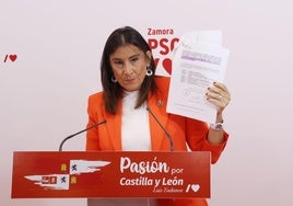 Ana Sánchez, durante su rueda de prensa en Zamora.