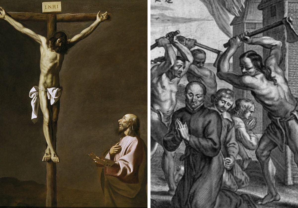 San Lucas pintando la crucifixión y Martirio de San Isaac Jogues