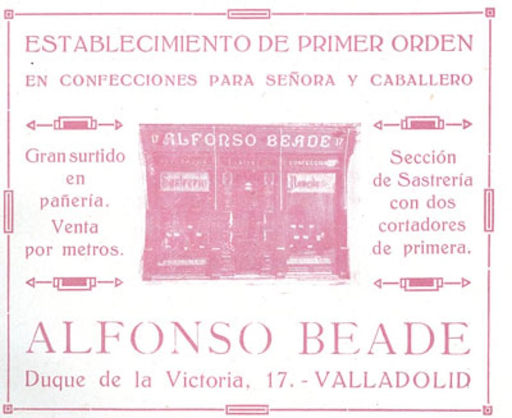 Imagen secundaria 1 - Arriba, Federico Beade Pérez, nieto del fundador del comercio. Abajo, publicidad del comercio de los años veinte, cuando estaba en Duque de la Victoria. A la derecha, Alfonso Beade Trompeta.