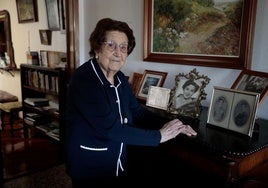 Boni Valcabado, al cumplir los 109 años, en su domicilio del Paseo de Zorrilla.