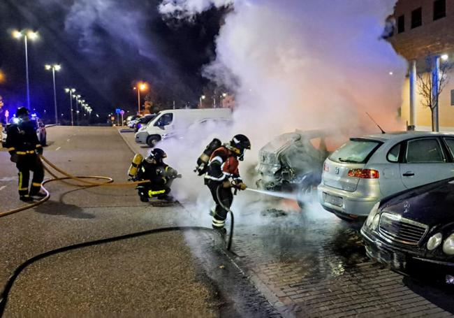 Los bomberos, durante la intervención.