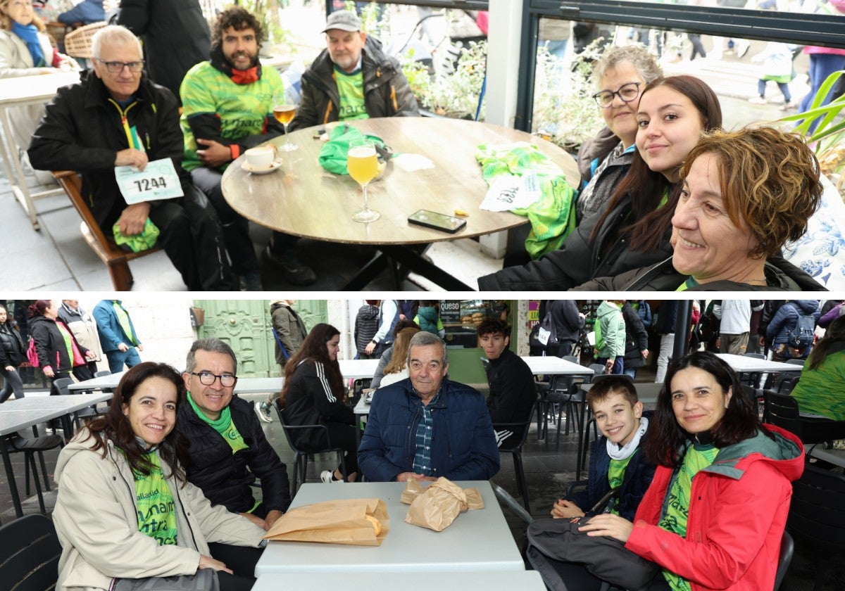 Familias comparten un aperitivo al finalizar la marcha contra el cáncer.