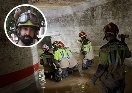 En la foto, varios bomberos del Ayuntamiento de Valladolid acceden a un garaje de Aldaia; con Jaime Vidal en el círculo | En el vídeo, el chef José Andres comenta la actuación de los efectivos vallisoletanos en Bonaire.