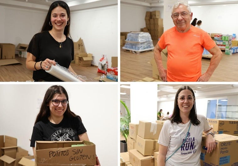 Varios voluntarios del centro cívico José Luis Mosquera organizan las donaciones para Valencia.