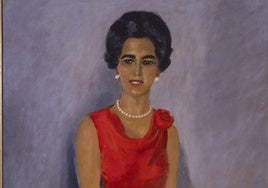 Ángeles de Castro en el retrato realizado por Eduardo García Benito en 1962, inspirador de la novela de Miguel Delibes 'Señora de rojo sobre fondo gris'.