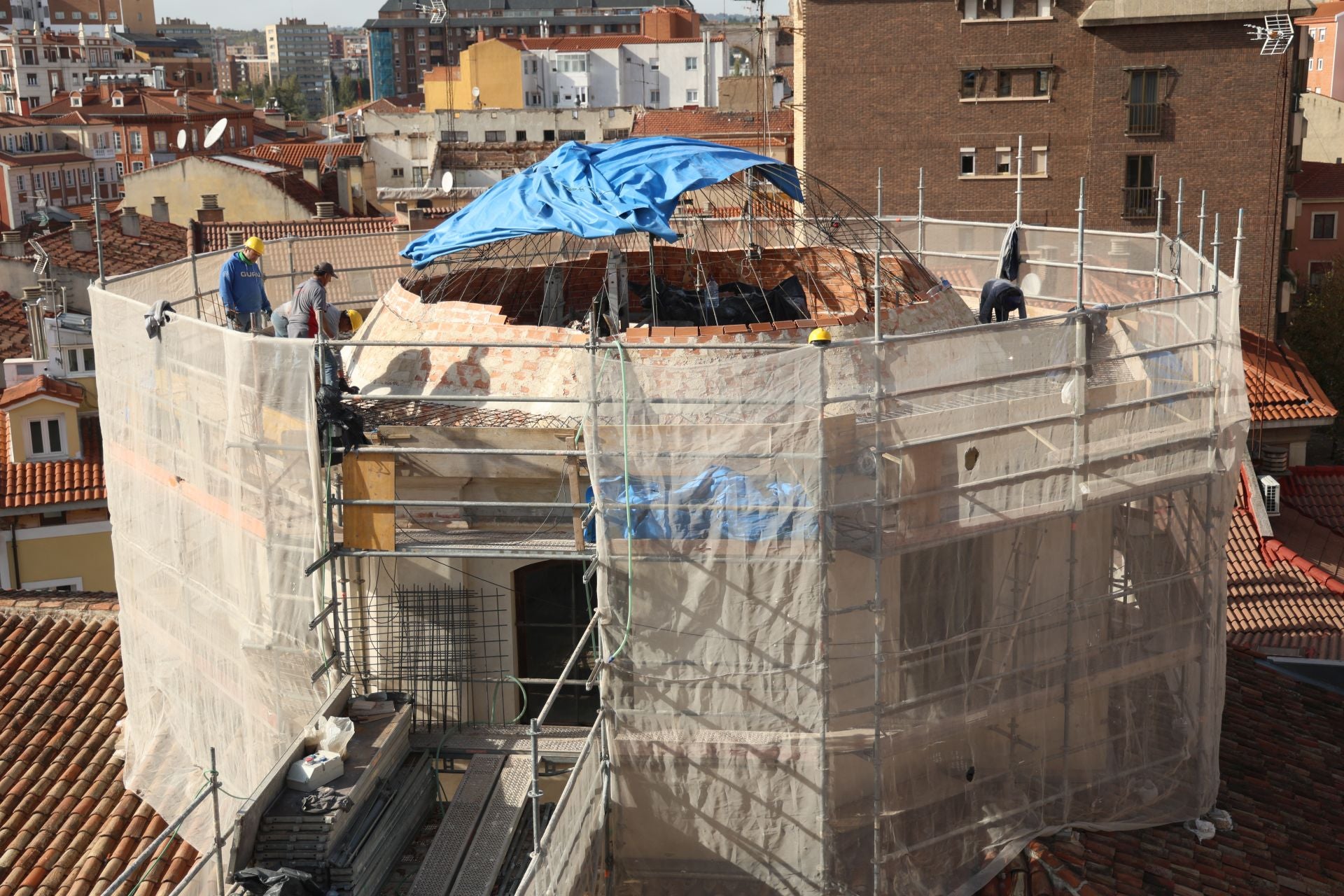 Los avances en las obras de restauración de la cúpula de la Vera Cruz, en imágenes