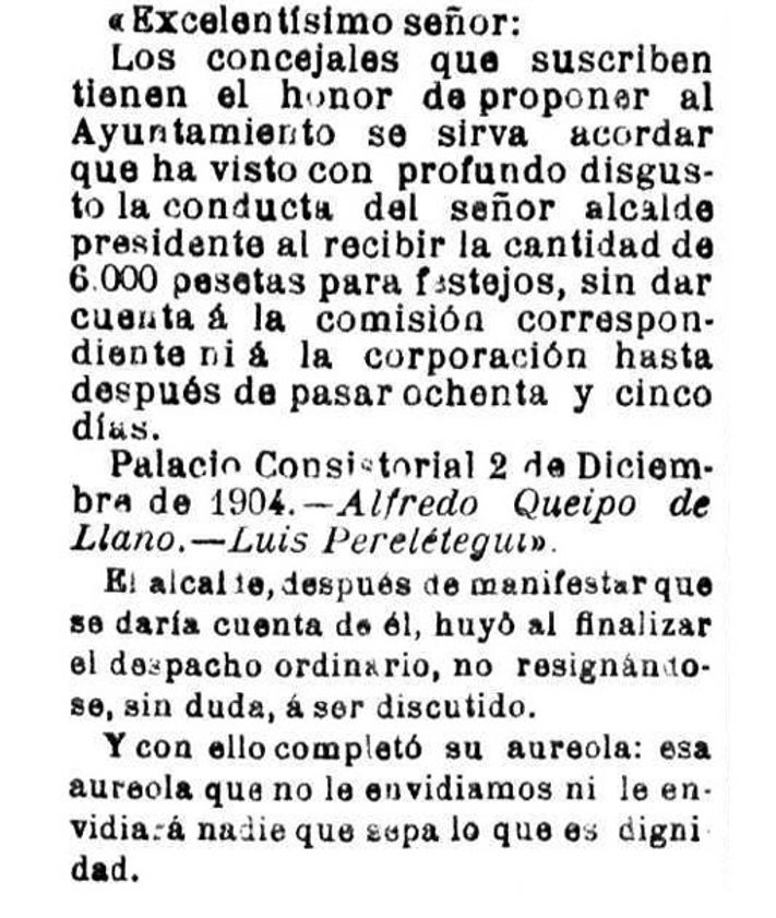 Imagen secundaria 2 - Arriba, el Ayuntamiento de Valladolid a principios del siglo XX. Abajo, cartel de las ferias de 1904, para las que supuestamente se entregó el donativo, y el voto de censura publicado en El Norte de Castilla.