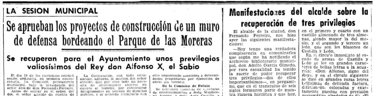 Noticia en El Norte de Castilla sobre los valiosos archivo recuperados por el archivero Adolfo García, en la edición del 21 de diciembre de 1945.