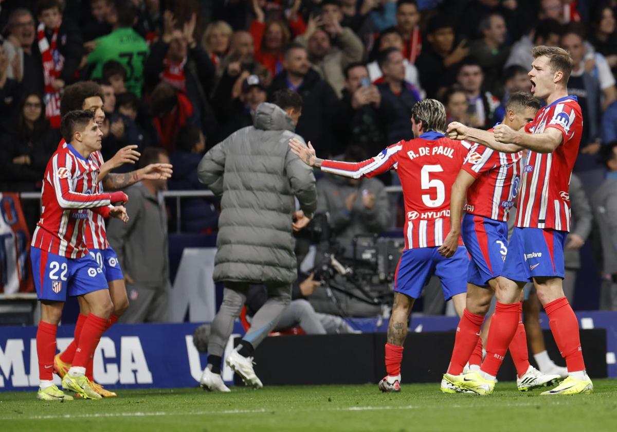 Sorloth celebra su gol durante el partido de Liga ante el Alavés.