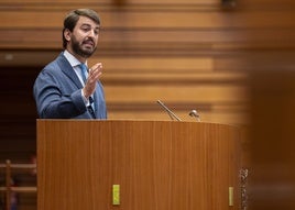 El portavoz de Vox en las Cortes de Castilla y León, Juan García-Gallardo, durante un pleno.