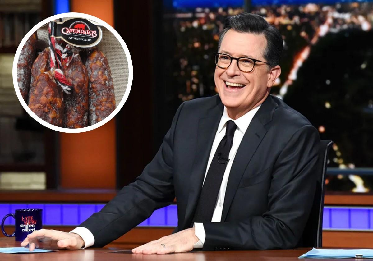 Programa The Late Show Stephen Colbert; en pequeño, el chorizo de Cantimpalos.