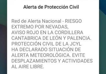 La Junta usa el sistema Es-Alert para lanzar un aviso a los móviles de León y Palencia