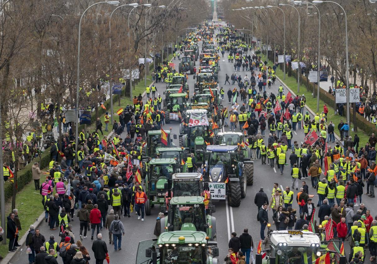 Manifestación de agricultores y ganaderos el pasado mes de febrero en Madrid.