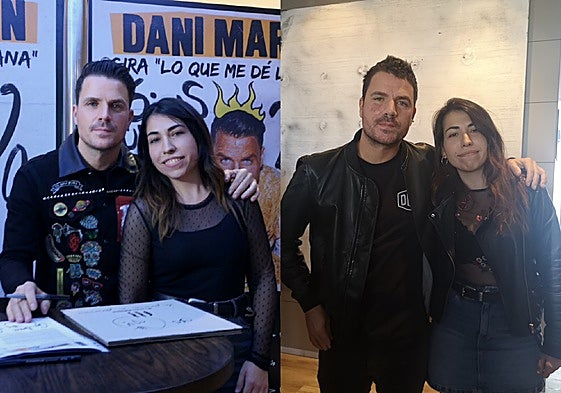 Cristina Carranza junto a Dani Martín en varias firmas del artista madrileño.