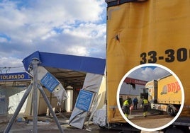 Estado en el que quedó la gasolinera después de la colisión.