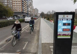 Carril bici en el paseo de Isabel la Católica.