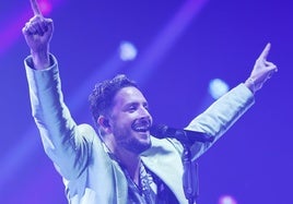 Manuel Carrasco, durante un concierto en el Polideportivo Pisuerga de Valladolid, en marzo de 2022.