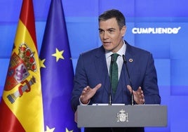 El presidente del Gobierno, Pedro Sánchez, en la rueda de prensa de ayer.