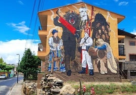 El mural de Carlos Adeva en una pared de Riofrío de Aliste.