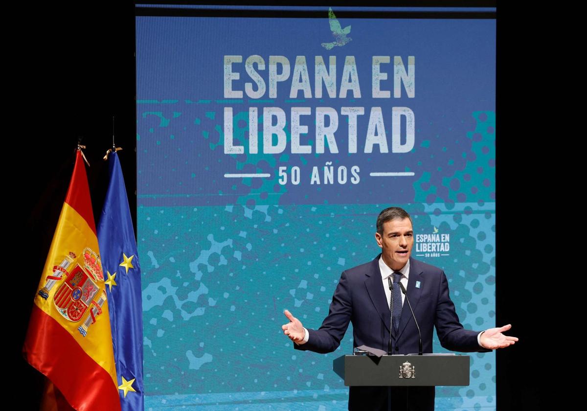 Pedro Sánchez, durante su intervención en el programa de celebración de los 50 años sin Franco.