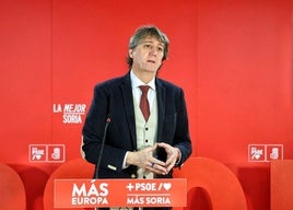 Carlos Martínez, en Soria esta semana durante la rueda de prensa en la que anunció su candidatura.