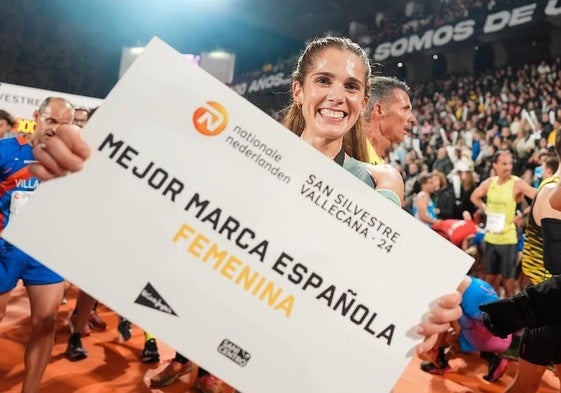 La atleta palentina Marta García, tras su triunfo en la San Silvestre Vallecana.