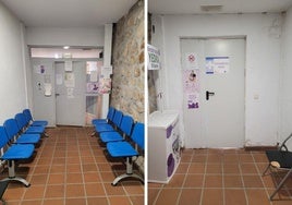 Estado actual de la sala de espera y uno de los accesos al consultorio.