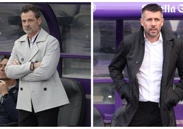 Diego Cocca y Paulo Pezzolano, en el banquillo del Real Valladolid.