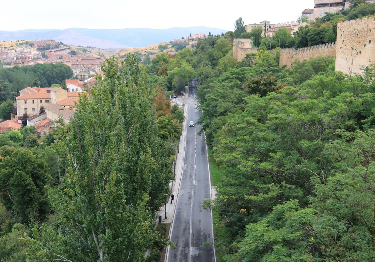 Vista aérea del paseo de Santo Domingo de Guzmán, en Segovia.