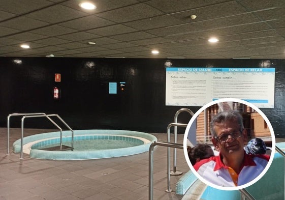 Imagen de la zona del SPA del CDO de Covaresa. En pequeño, Antonio Escudero, en la foto homenaje que ha publicado la Federación de Castilla y León de Natación.