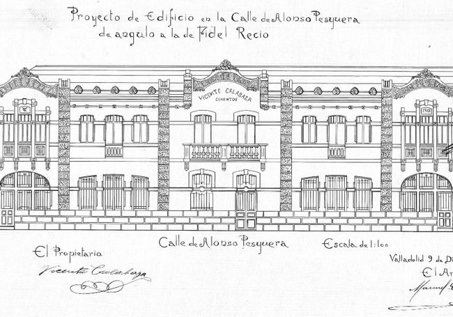 Plano del proyecto presentado en el Ayuntamiento de Valladolid en 1912.