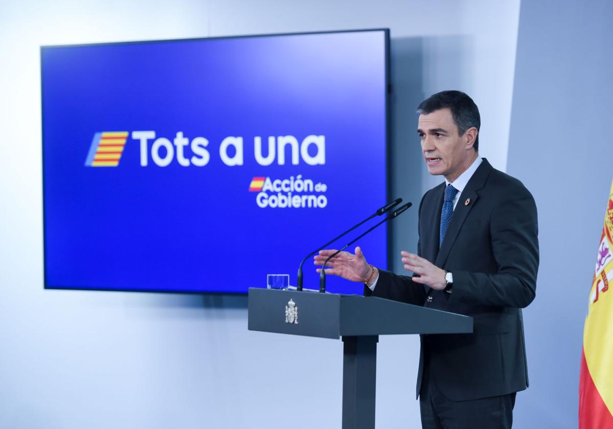 El presidente del Gobierno, Pedro Sánchez, ayer, durante una rueda de prensa tras el Consejo de Ministros.