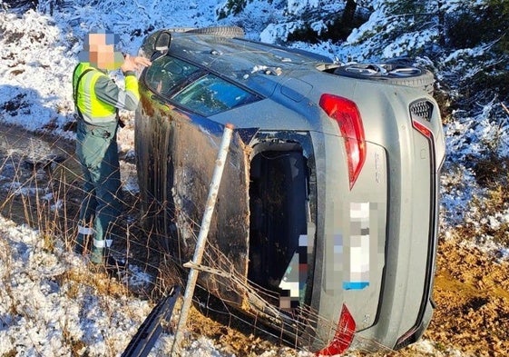 Siniestro vial por vuelco ocurrido en la Autopista AP-66