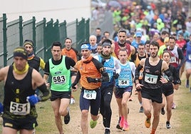El ganador, Jorge Pérez, con el dorsal 583, y la ganadora a la derecha, en los primeros metros.