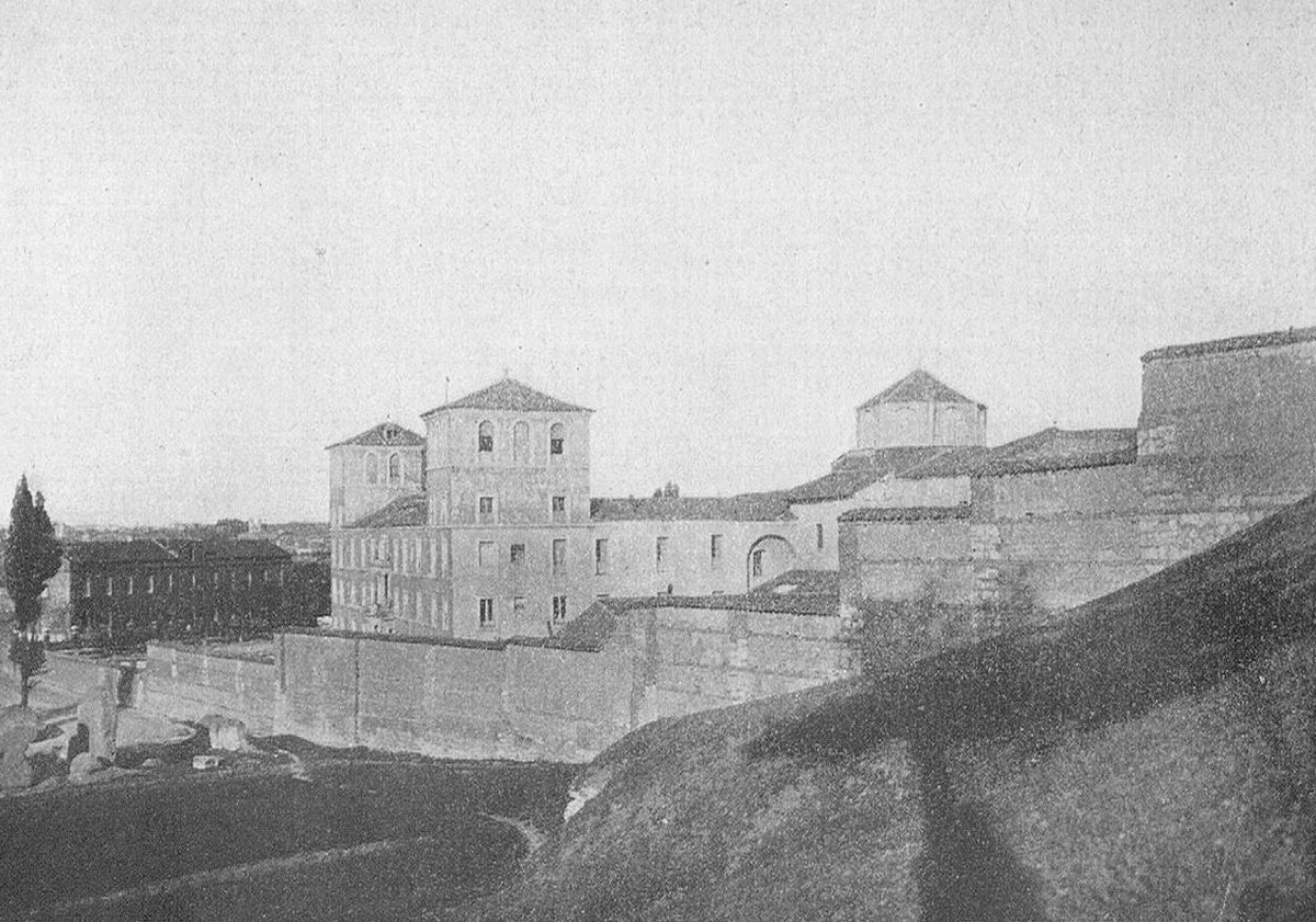 Imagen principal - Arriba, el Monasterio de Nuestra Señora de Prado, convertido en Hospital Psiquiátrico en 1898, y donde ingresaron a Buscarini en octubre de 1929. Abajo, el poeta con 14 años y portada de uno de sus libros.