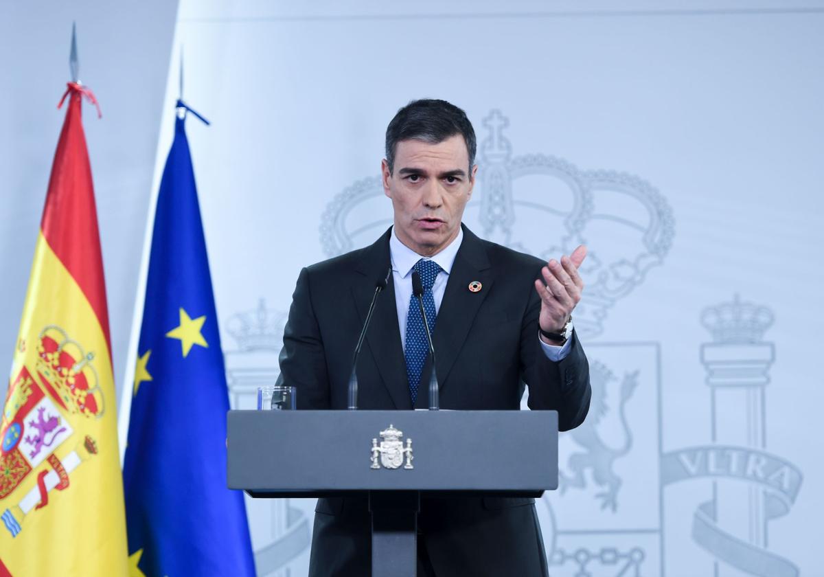 Pedro Sánchez, durante una rueda de prensa.